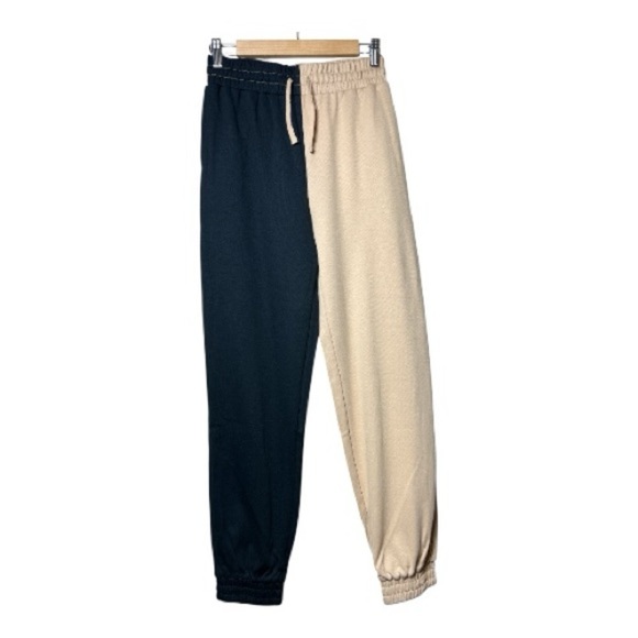 🆕The Drop Two-Tone Black and Tan Sweatpants Size XS - Picture 2 of 12